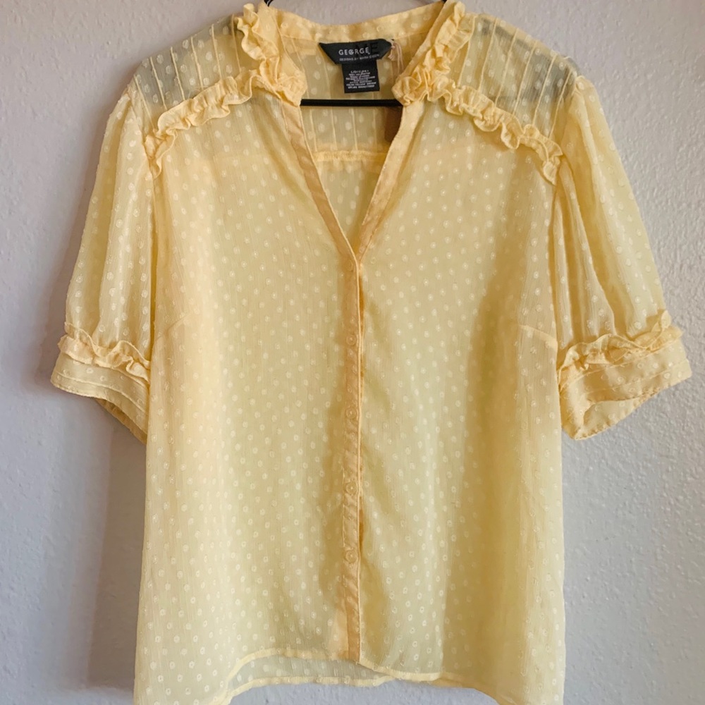 Ruffle sleeve yellow top